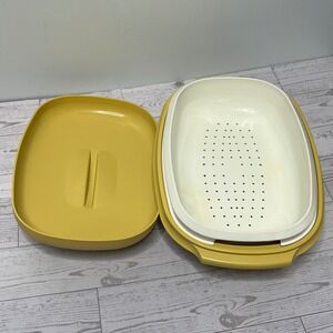 Tupperware Steamer Strainer Microwave Harvest Gold VINTAGE 1273-5 3 Piece Set
